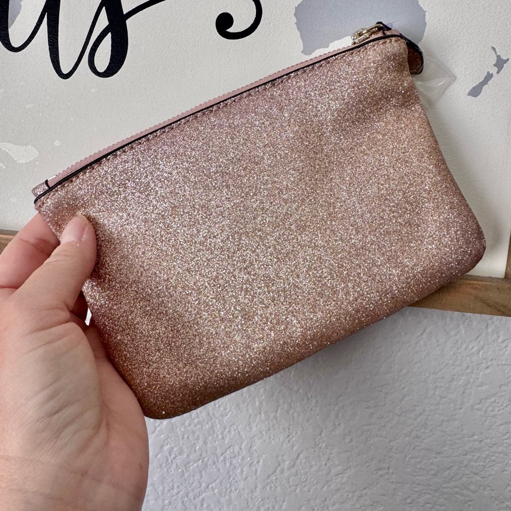 NWOT metallic rosegold banana republic pouch